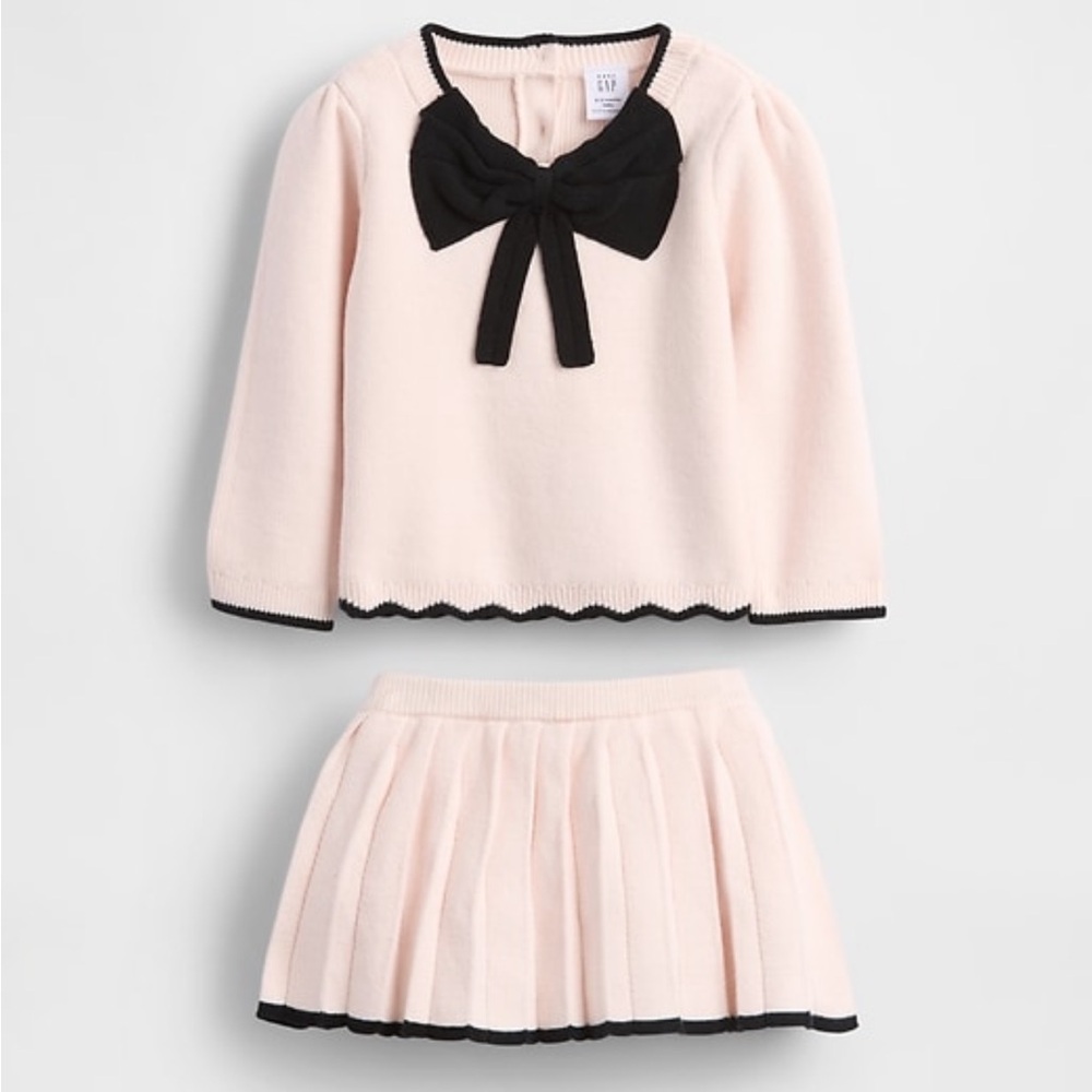 Pink and Black Bow Sweater Set